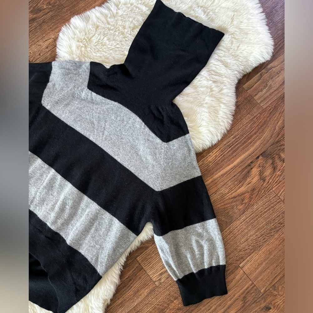 Women's Black and Gray Striped Sweater - Picture 4 of 10
